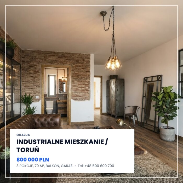 Przykładowy szablon posta — mieszkanie industrialne w Toruniu